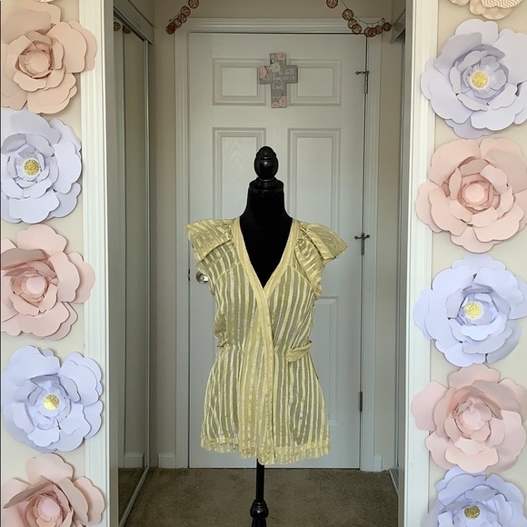 BCBG MAXAZRIA 100% SILK Ruffle Wrap Blouse - Picture 8 of 8